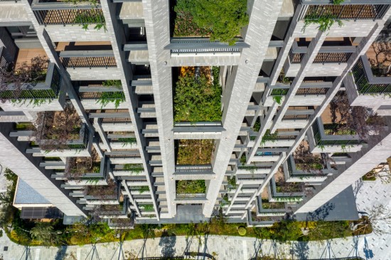 『大塊森鄰』以「垂直森林 × 樹島陽台 × 四季合院 」為建築規劃，榮獲「最佳規劃設計類」最高榮譽「卓越獎」，是建築實踐對環境永續的堅持。