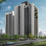 以1025坪大基地尺度回應生活所需，豐富公設規劃、便利出入動線、整體景觀設計，互為延伸疊加，讓美好加乘。(圖為 織光森鄰 建築外觀3D示意圖)